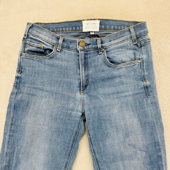 McGuire Jeans Womens 28 Light Wash Blue Denim Ankle‎ Straight Raw Hem **FLAWED** - Picture 2 of 12